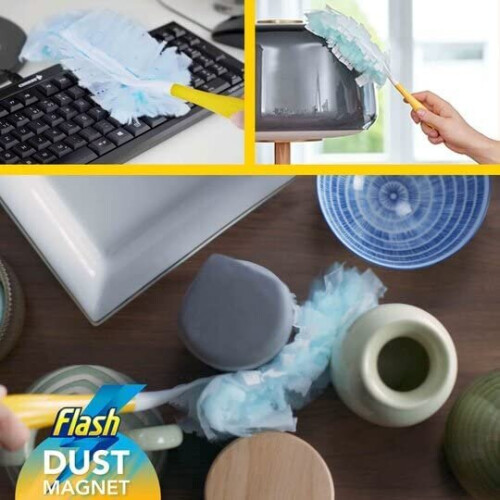 Flash Flash Dust Magnet XL (Handle Extendable to 90cm), Duster Starter Kit Handle & Refills x 2 1
