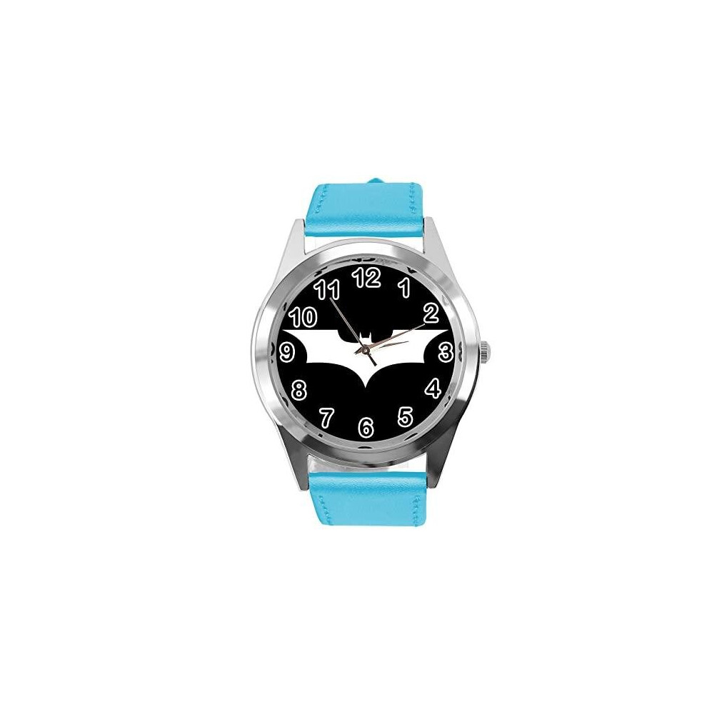 Photos - Wrist Watch Blue Leather Round Watch for Action Movie Fans E2