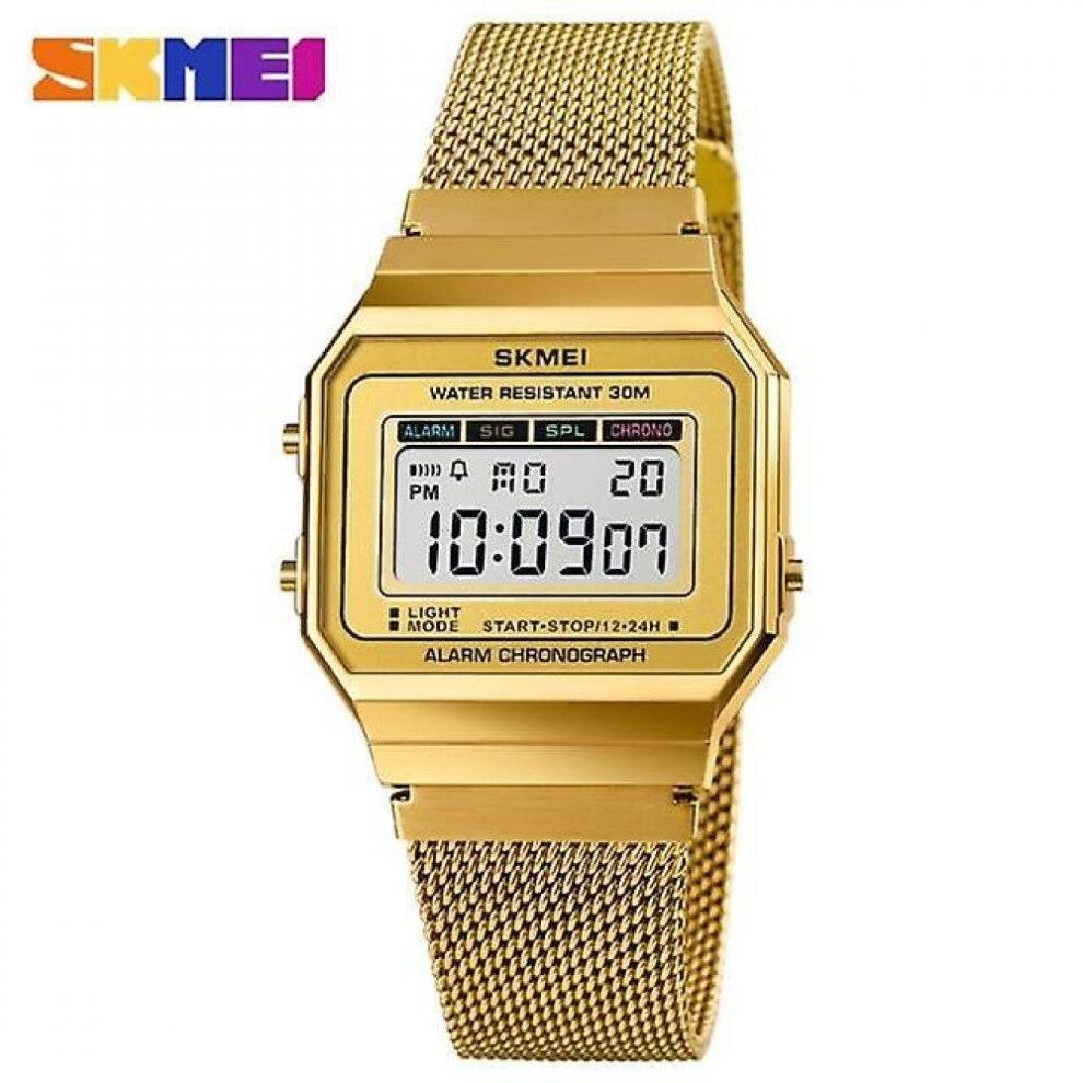 Stopwatch Mens Watches Sport Digital Men Wristwatch(golden)