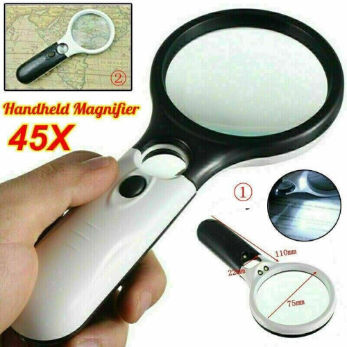 45X Lupe Handheld Leseglas Schmucklupe mit 3 LED-Lichtern 1