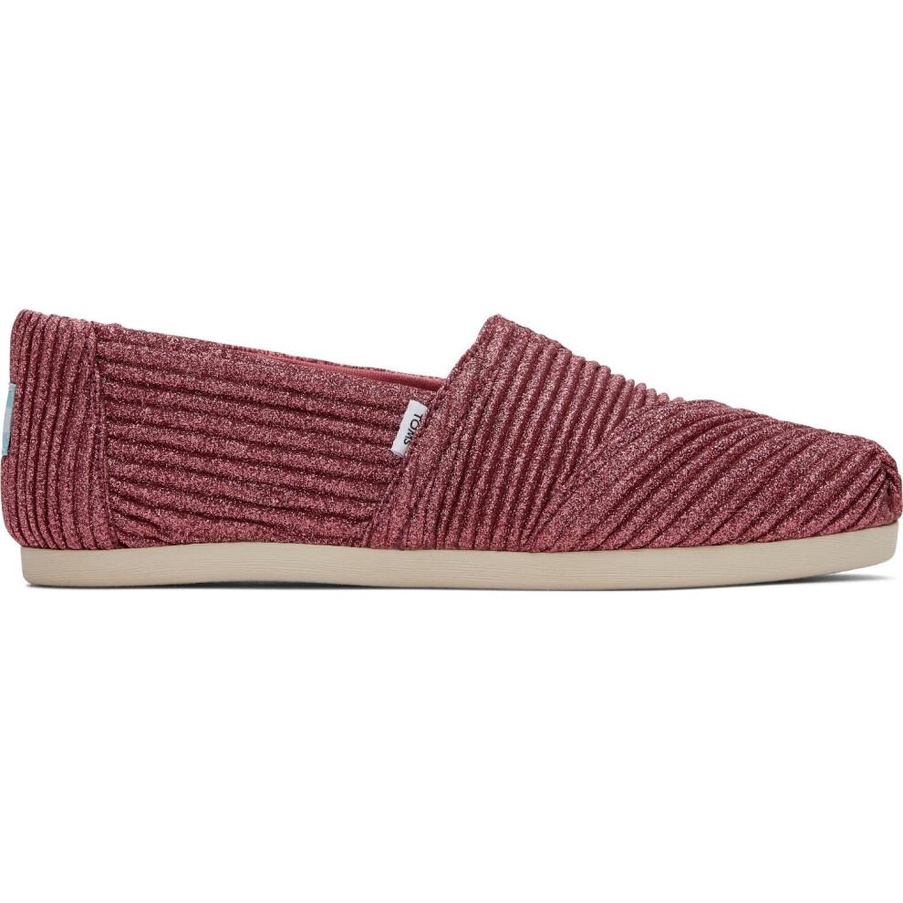 (8 UK 42 EU 10 US) Toms Alpargata Glimmer Rose Cord Womens Espadrilles Slipons