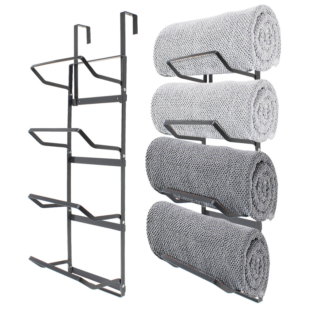 (4 Tier) 2/4 Tier Over The Door Towel Rails Rack Hanger Holder Bathroom Storage Organizer