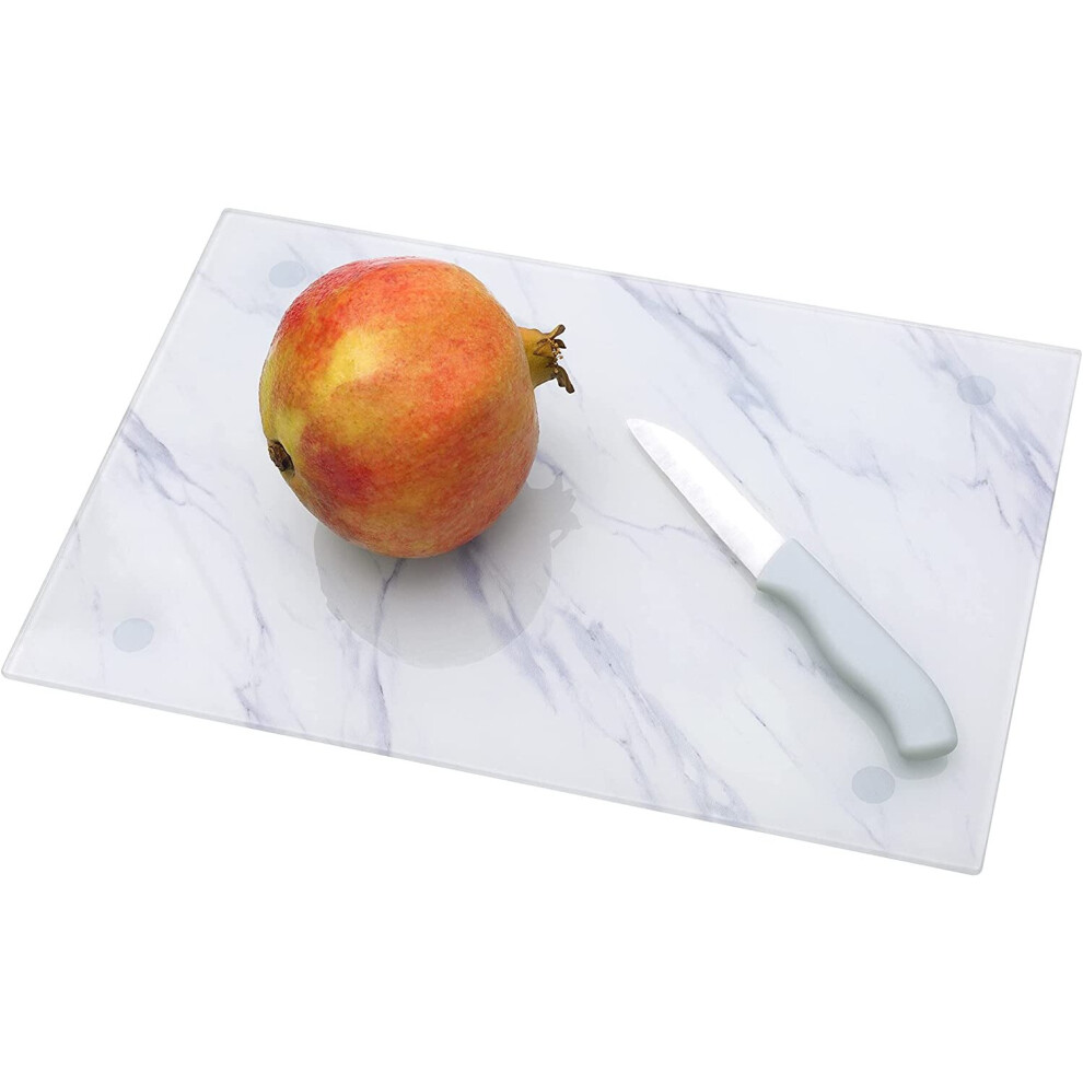(Marble Effect Glass) Glass Worktop Saver Kitchen Chopping Cutting Utensil Board Black Copper Slate