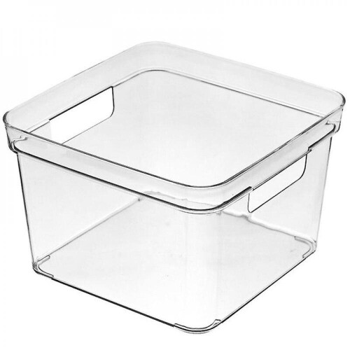 Clear Plastic Storage Bin With Handles Kitchen Organizersstorage,refrigerator|bags Baskets