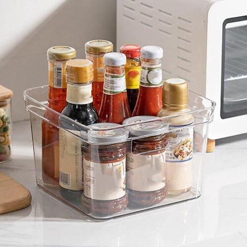 Clear Plastic Storage Bin With Handles Kitchen Organizersstorage,refrigerator|bags Baskets 2