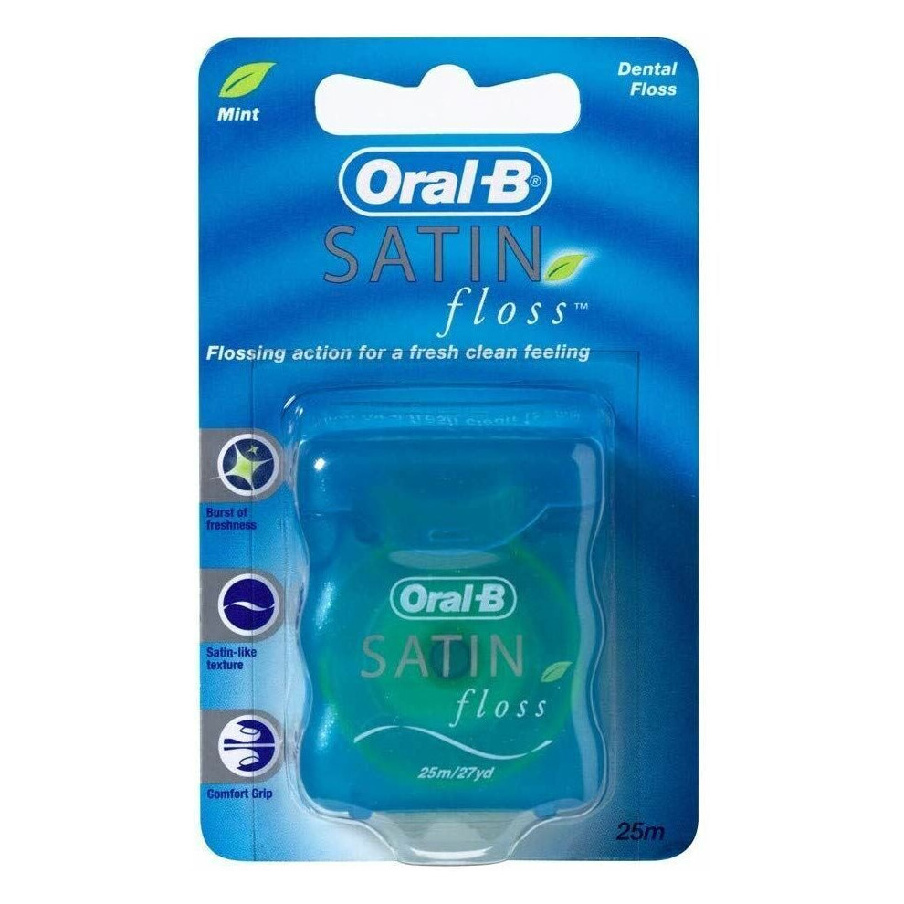 Oral B Satin Tape Dental Floss Mint Flavour 25m - Pack of 2