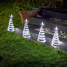 Outdoor Christmas Decorations Spiral Trees Set 4 50cm 40 Ice White LED 2501010