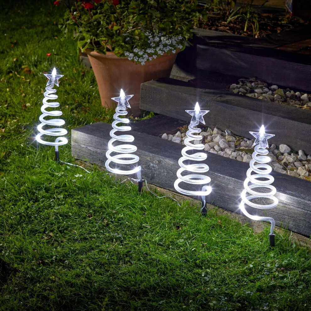 Outdoor Christmas Decorations Spiral Trees Set 4 50cm 40 Ice White LED 2501010