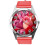 Red Leather Round Watch for Flowers Fans e3 1