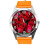 Orange Leather Round Watch for Flowers Fans e2 1