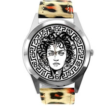 Leopard Print Leather Round Watch for Fans of Fashion