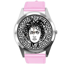 Pink Leather Round Watch for Fans of Fashion