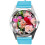 Blue Leather Round Watch for Flowers Fans e4 1