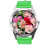Green Leather Round Watch for Flowers Fans e4 1