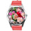 Red Leather Round Watch for Flowers Fans e4 1