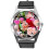 Black Leather Round Watch for Flowers Fans e4 1