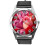 Black Leather Round Watch for Flowers Fans e3 1