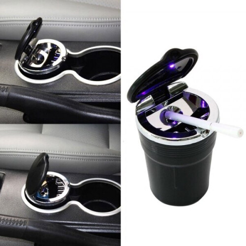 Black Portable LED Light Auto Car Smoking Cigarette Ash Tray Home Asht 2