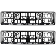PAIR (2PCS) TAPORT KING OF THE ROAD 3D Car Registration License Number Plate Surround Holder Frame Surround