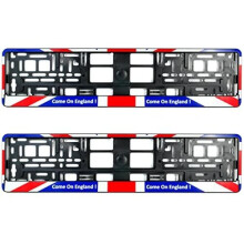 PAIR (2PCS) TAPORT UK FLAG UNION JACK COME ON ENGLAND Car Registration License Number Plate Surround Holder Frame Surround