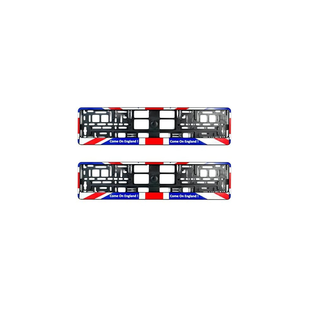 Pair (2Pcs) Taport Uk Flag Union Jack Come On England Car Registration License Number Plate Surround Holder Frame Surround 5056495507512