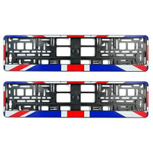 PAIR (2PCS) TAPORT UNION JACK E2 Car Registration License Number Plate Surround Holder Frame Surround