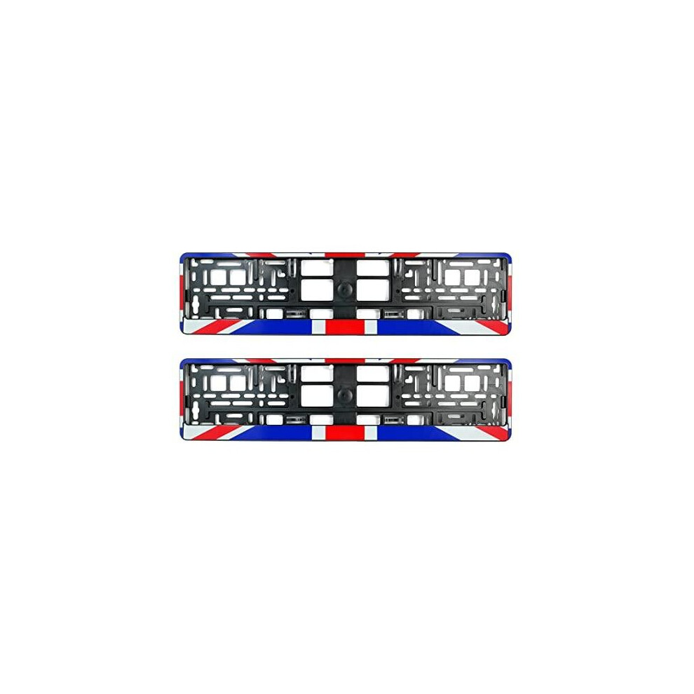 Pair (2Pcs) Taport Union Jack E2 Car Registration License Number Plate Surround Holder Frame Surround 5056495507529