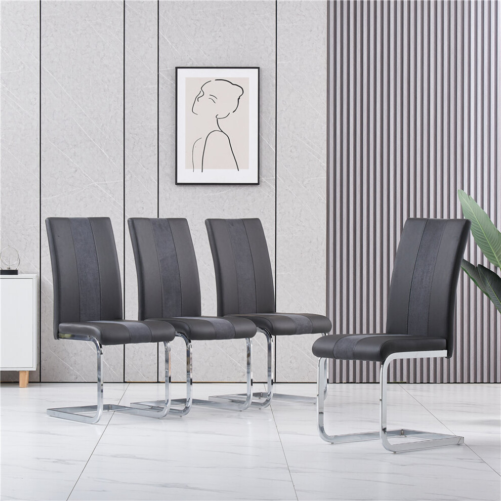 (4pcs) Dinning Chair PU Leather Padded Seat Room Office