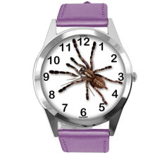 Purple Leather Round Watch for Fans of Spider