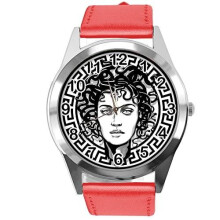 Red Leather Round Watch for Fans of Fashion