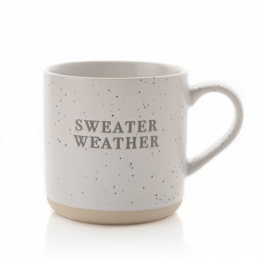 Christmas Stoneware Mug White Engraved Sweater Weather for Tea/Coffee