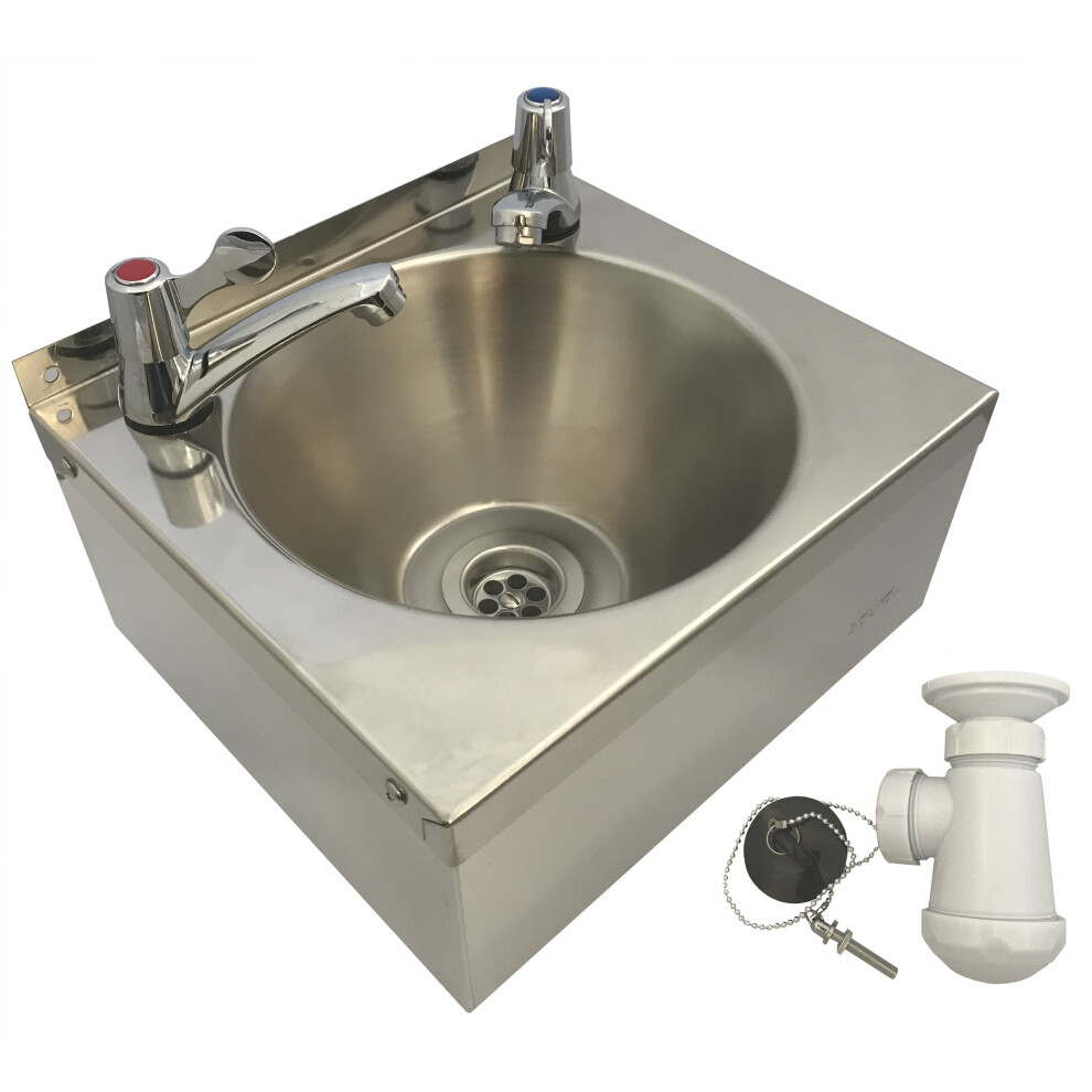 SQUIDÂ® SINK with LEVER TAPS Stainless Steel HAND WASH BASIN Waste, Plug & Trap