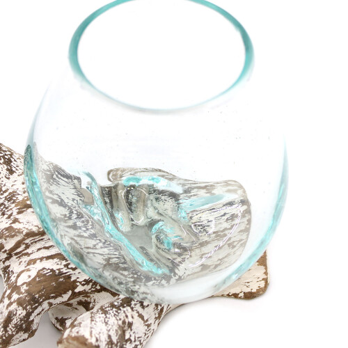 Molten Glass on Whitewash Wood - Small Bowl 1