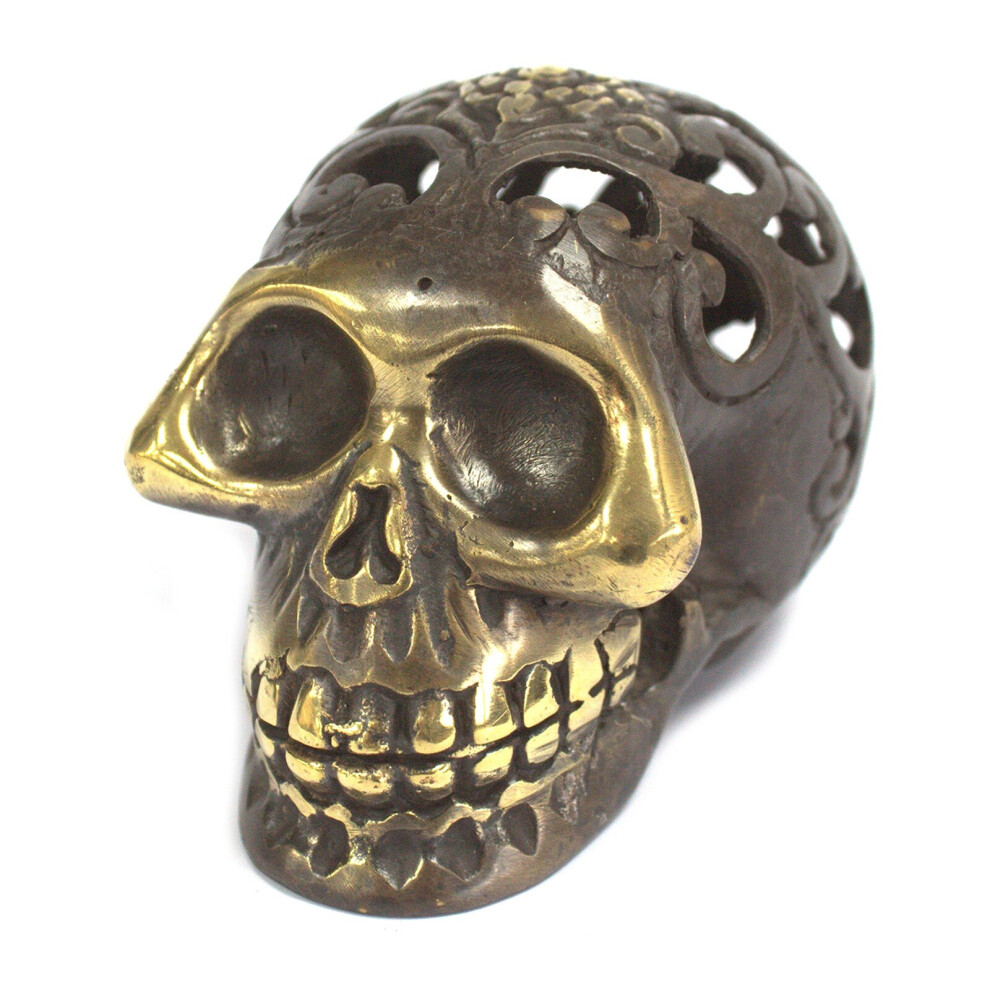 Ancient Wisdom Vintage Brass Skull - Med