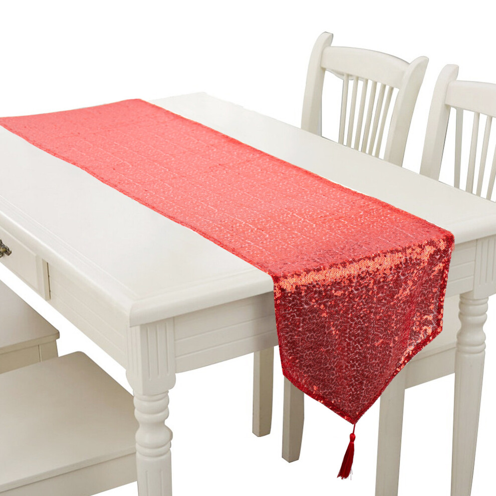(Red;2PCS, 31 x 230CM) Time to Sparkle Glitter Sequin Tassel Table Runner Sparkly Shiny Bling Wedding Party-image-OPC-P9YXSD2-NEW