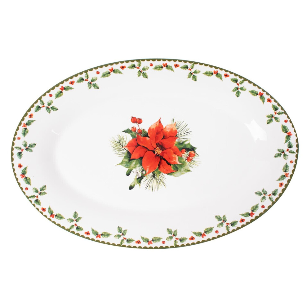 Large Serving Plate Holly Range Porcelain Festive Christmas Dinner Set