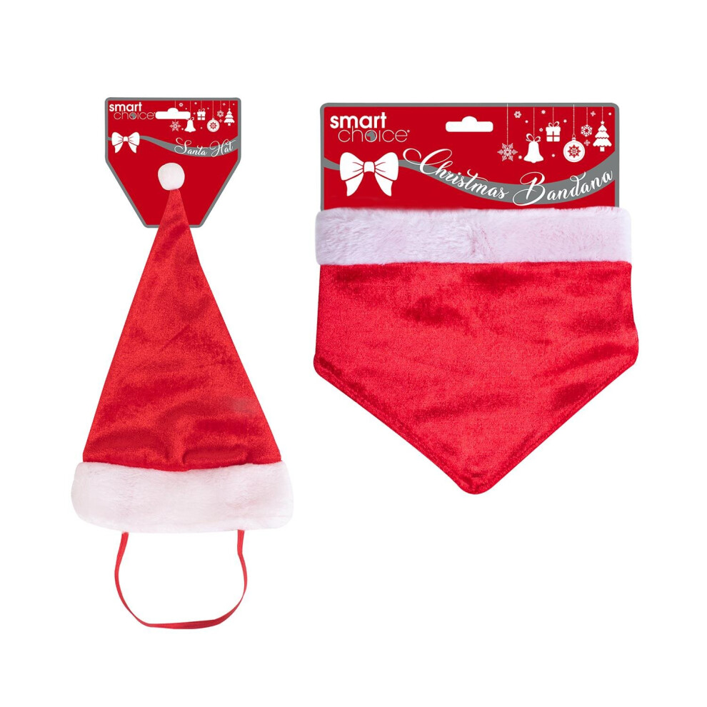 Pet Christmas Santa Hat And Bandana Xmas Outfit Fancy Dress Party Outfit