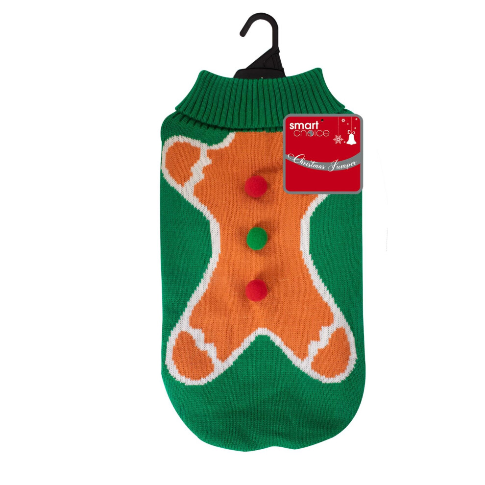 Dog Christmas Sweater Jumper Cardigan Warm Knitted Festive Costume Green Gingerbread Man