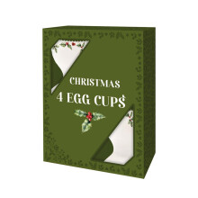 Set Of 4 Dippy Egg & Soldiers Cups Festive Christmas Holly Breakfast
