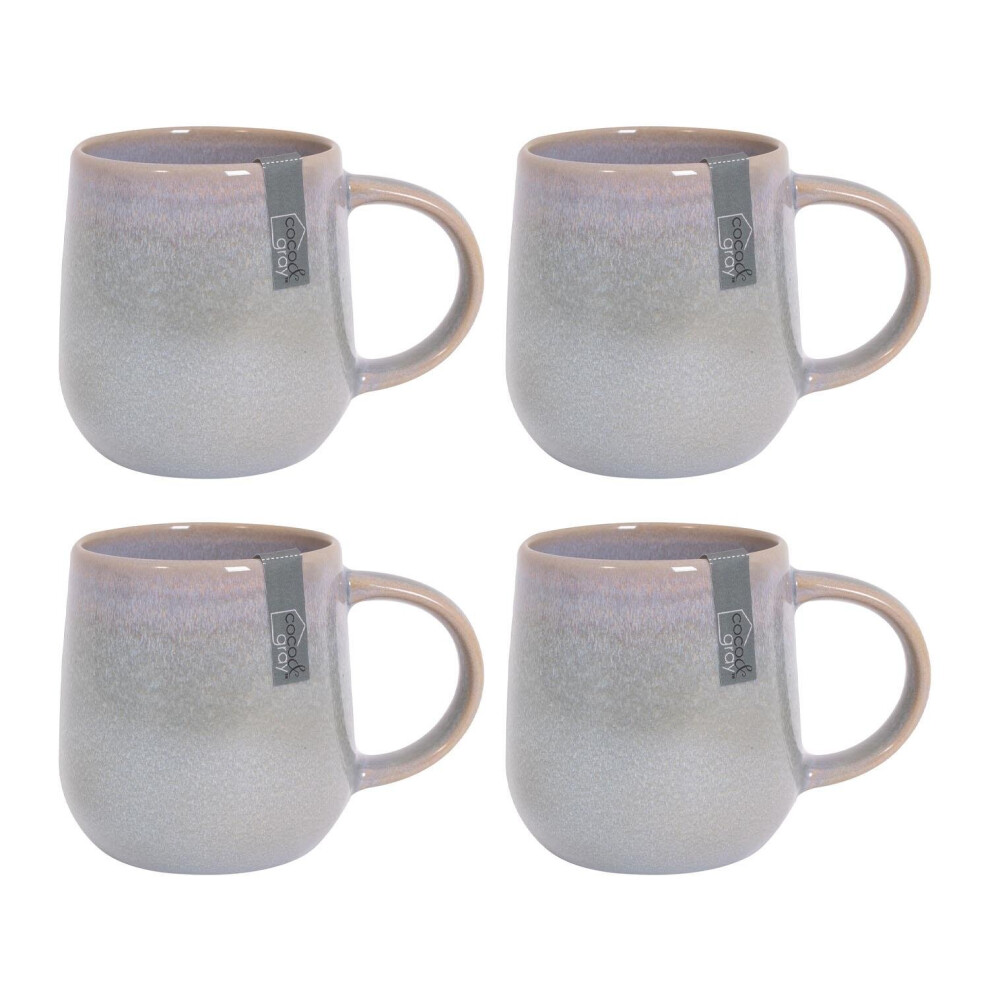 Set of 4 Mugs Reactive Glaze Stoneware Coffee Mugs Blue Green Grey Dinnerware Set