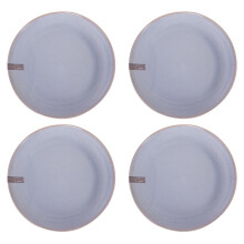 Set of 4 Reactive Glaze Stoneware Dinner Plates Blue Green Grey Dinnerware Set