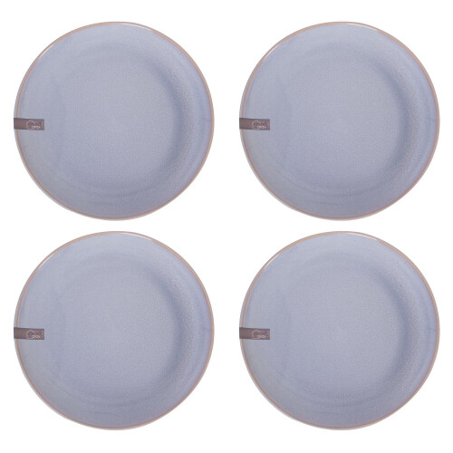 Set of 4 Reactive Glaze Stoneware Dinner Plates Blue Green Grey Dinnerware Set