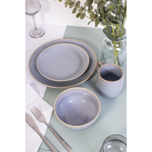 Full Set Reactive Glaze Stoneware Blue Green Grey Dinnerware Plates Bowls Mugs 1