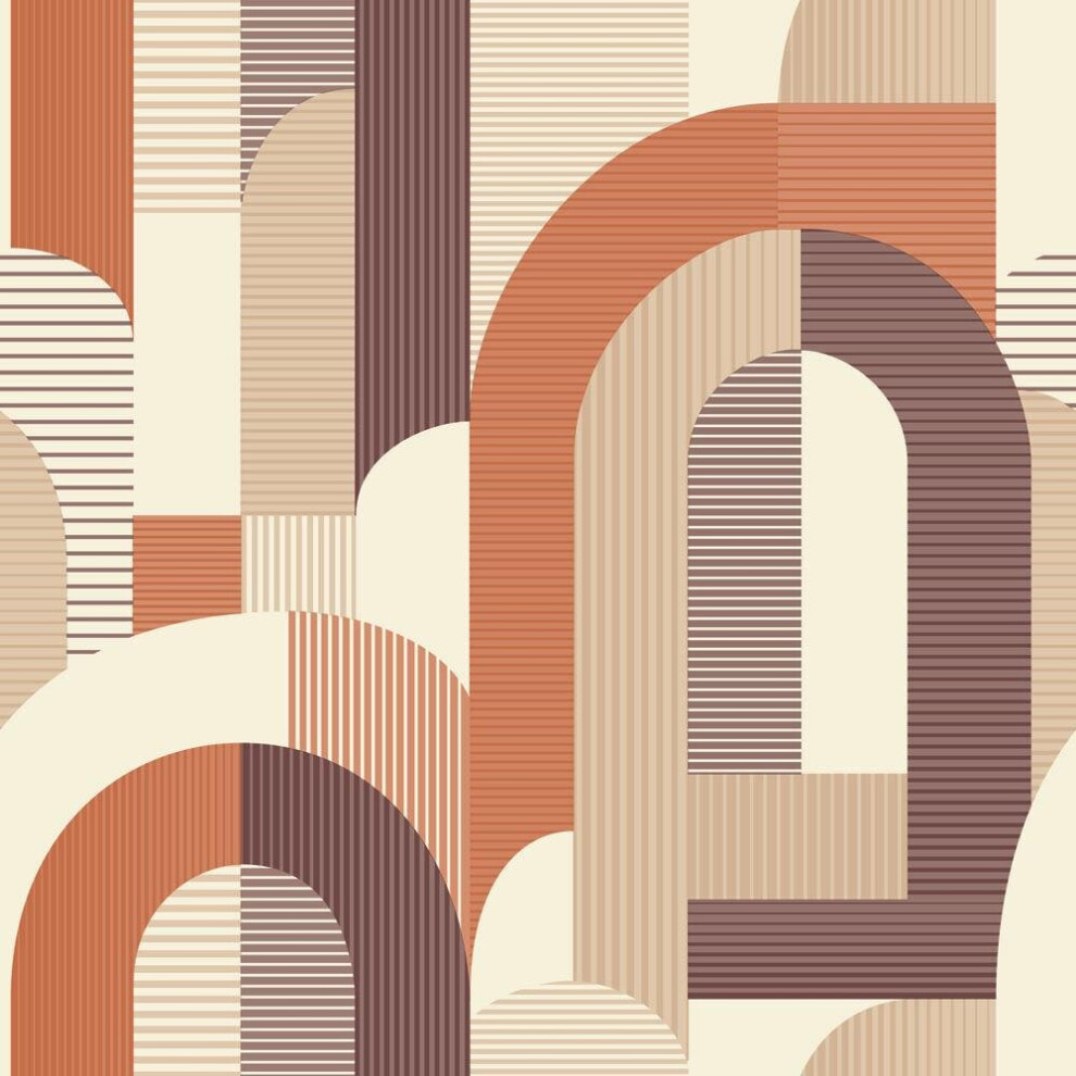 ** SAMPLE Maison Orange Geometric Wallpaper - Image 4
