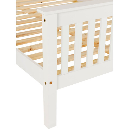 Monaco 4FT 6inch Double High Foot End White Bed Frame Only - Pine Slats 1