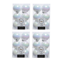 48 White Iridescent Christmas Baubles Shatterproof Tree Decoration 6cm