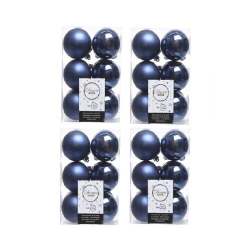 48 Midnight Blue Christmas Baubles Shatterproof Tree Decorations 6cm