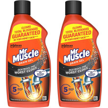 Mr Muscle Drain Unblocker, Sink & Drain Cleaner, Heavy Duty Drain Gel, 2 x 500 ml