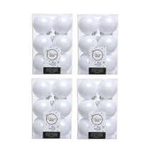 48 Winter White Christmas Baubles Shatterproof Tree Decoration 6cm