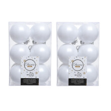 24 Winter White Christmas Baubles Shatterproof Tree Decoration 6cm